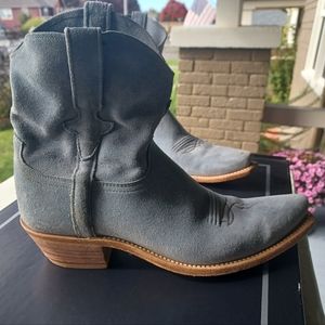 Lucchese Light Blue Suede Western Short Cowboy Boots